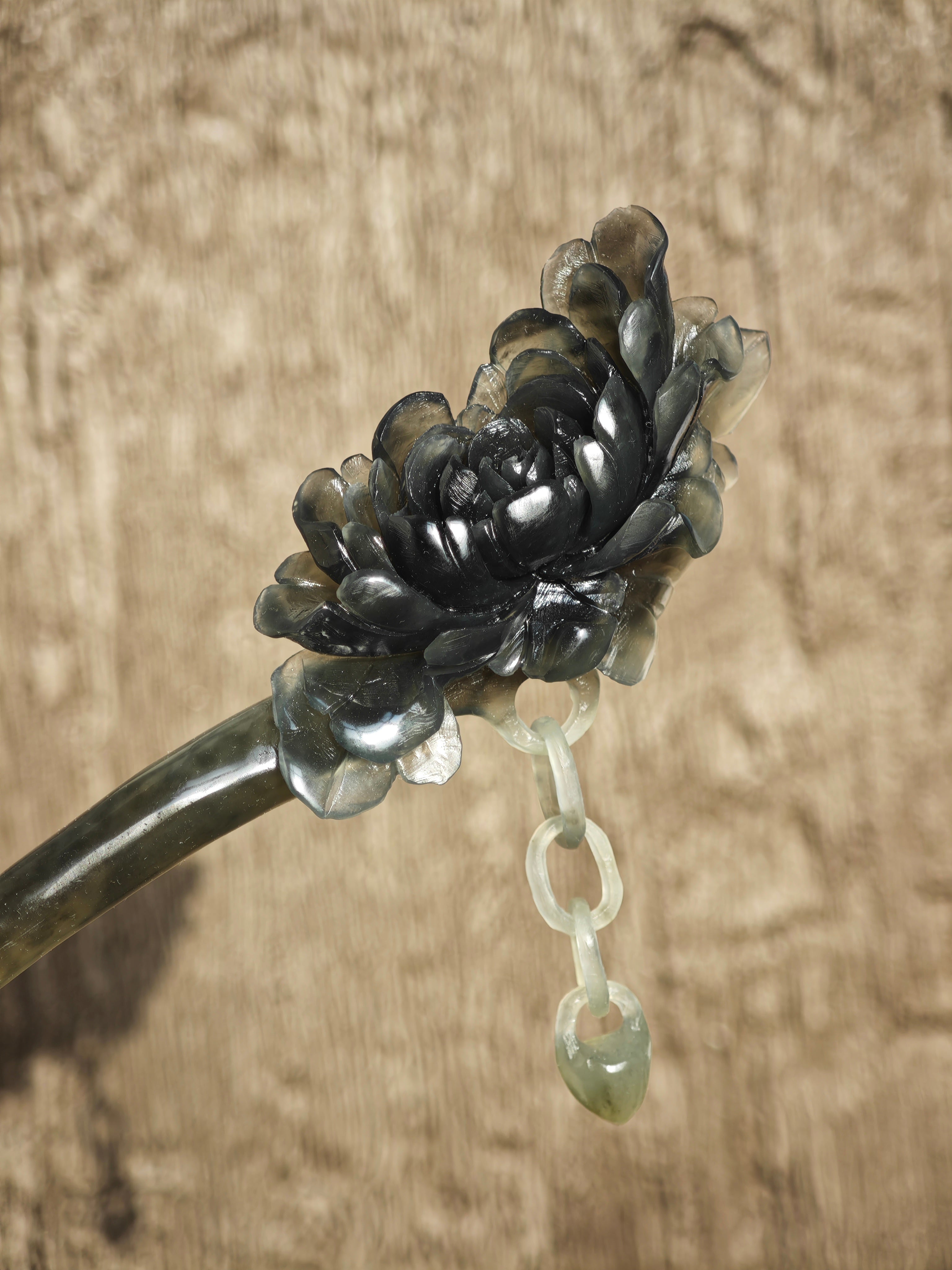 Ink Dynasty Hairpin — Where Poetic Ink Meets Blooming Splendor