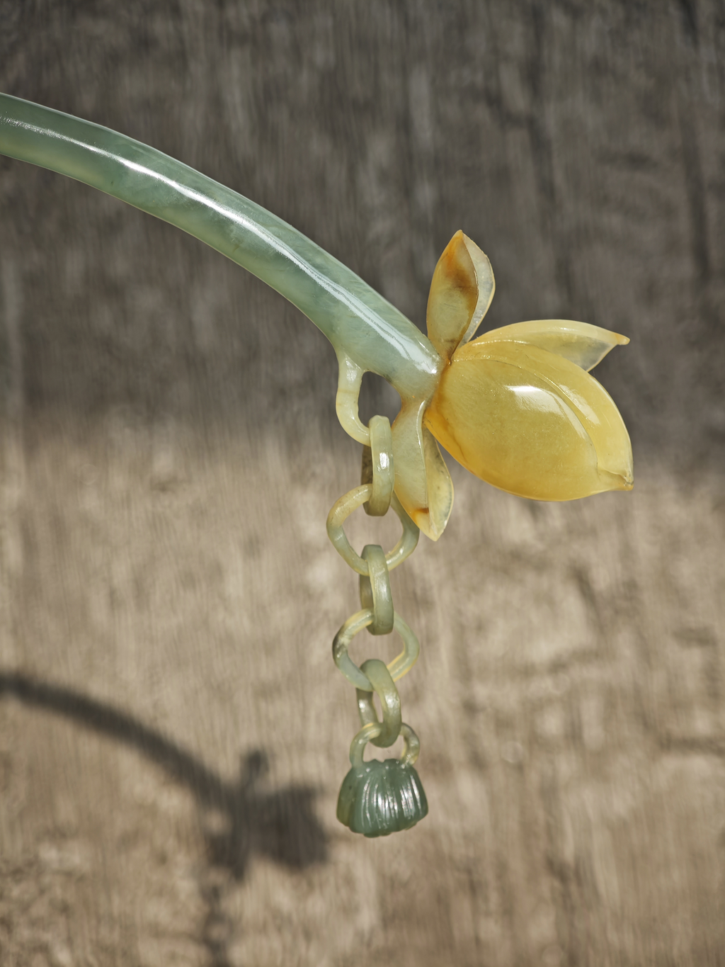 Golden Lotus Pendant Jade Hairpin