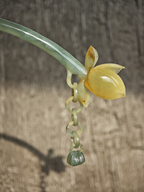 Golden Lotus Pendant Jade Hairpin