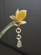 Golden Lotus Pendant Jade Hairpin