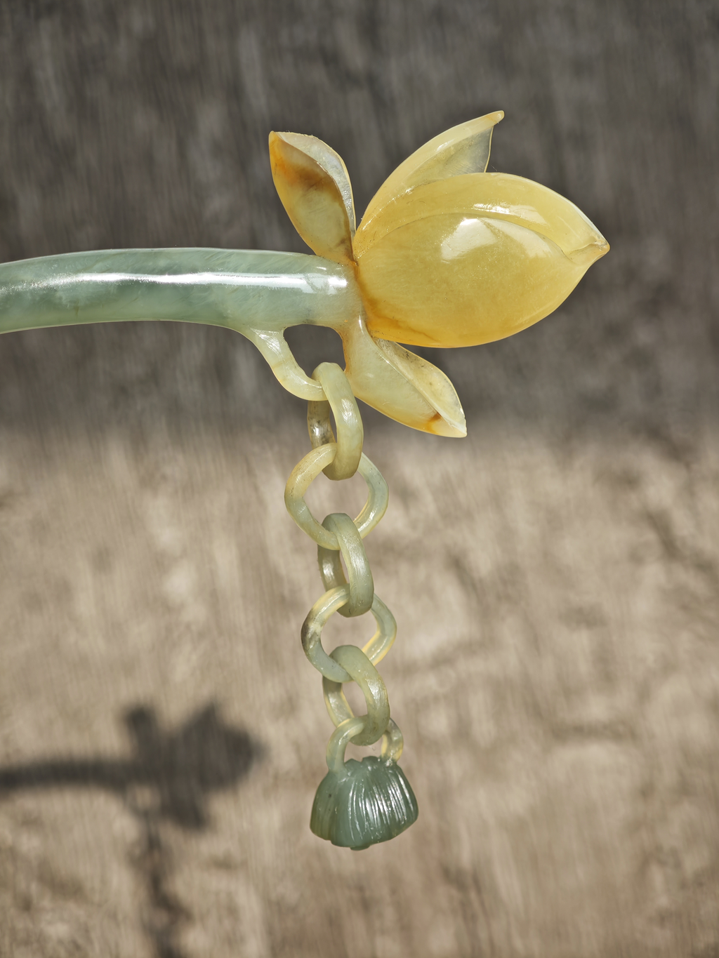 Golden Lotus Pendant Jade Hairpin