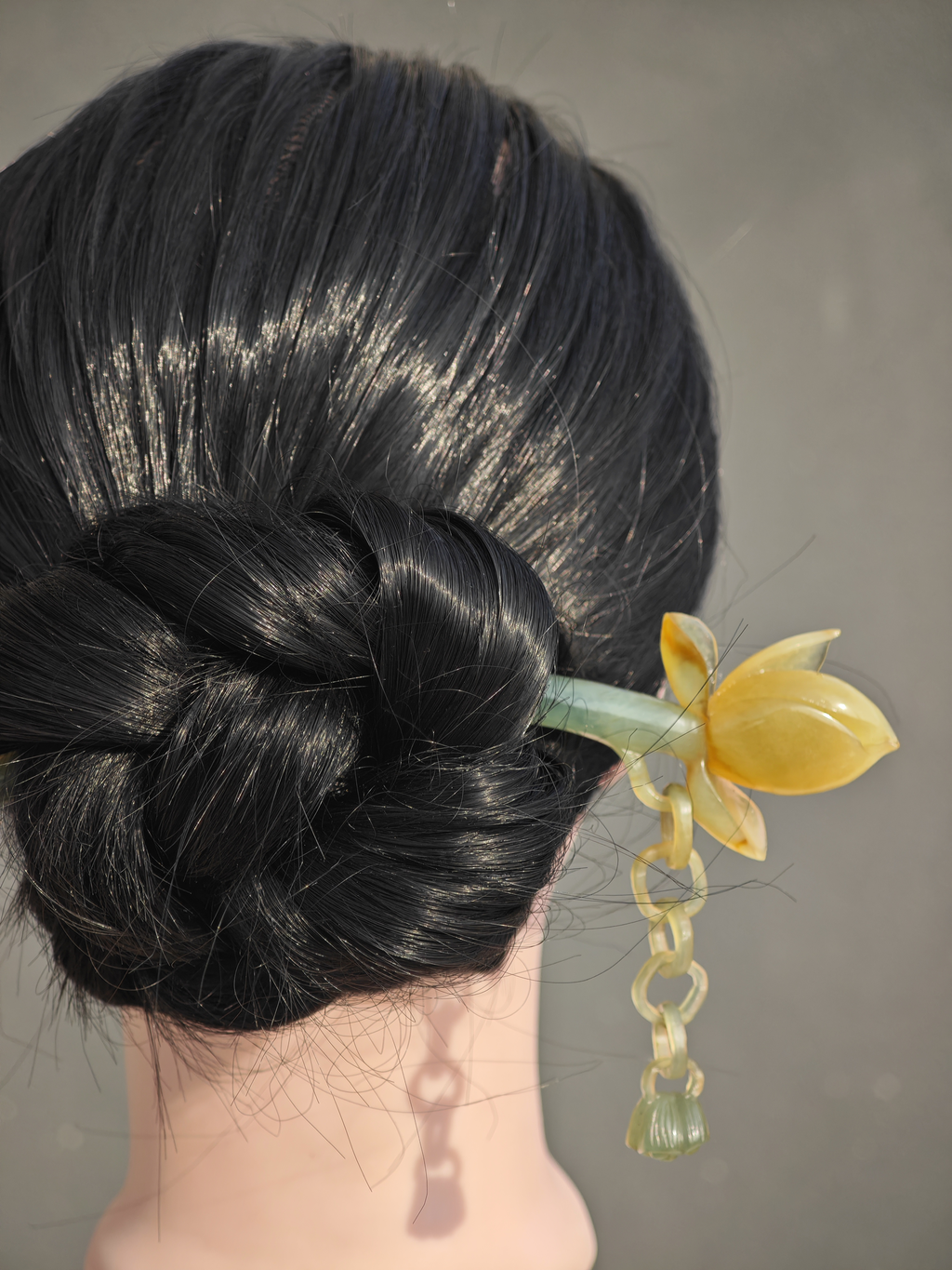 Golden Lotus Pendant Jade Hairpin