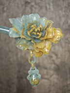Golden-Emerald Peony Jade Hairpin