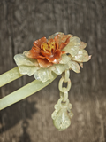 Crimson Peony Dew Jade Hairpin