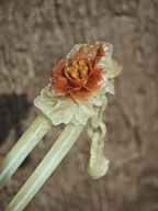 Crimson Peony Dew Jade Hairpin
