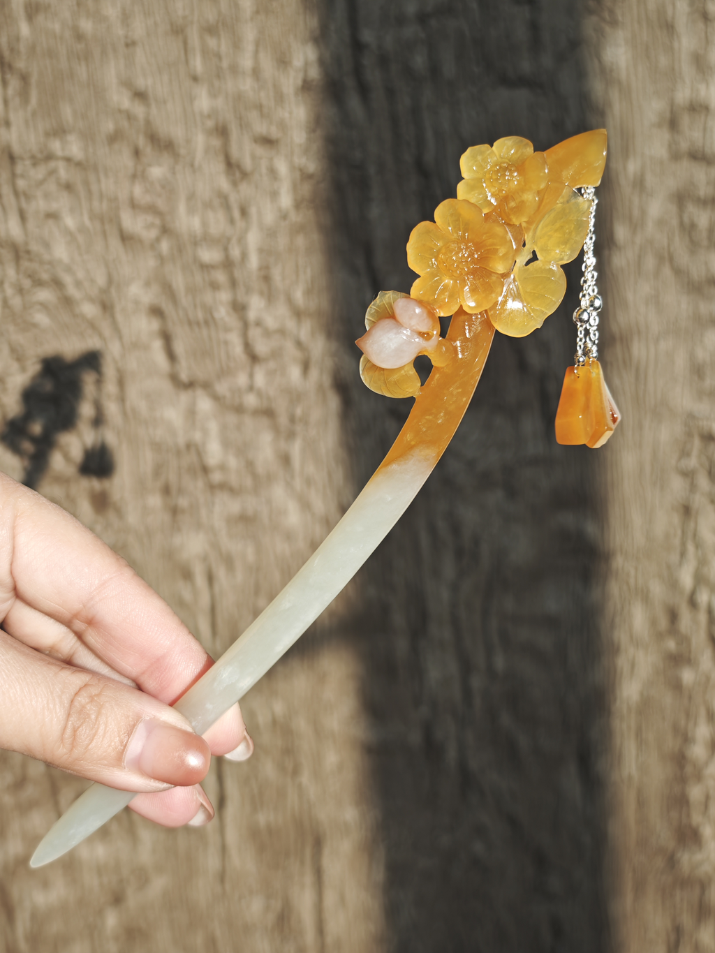 Golden Blossom & Spring Bud Jade Hairpin
