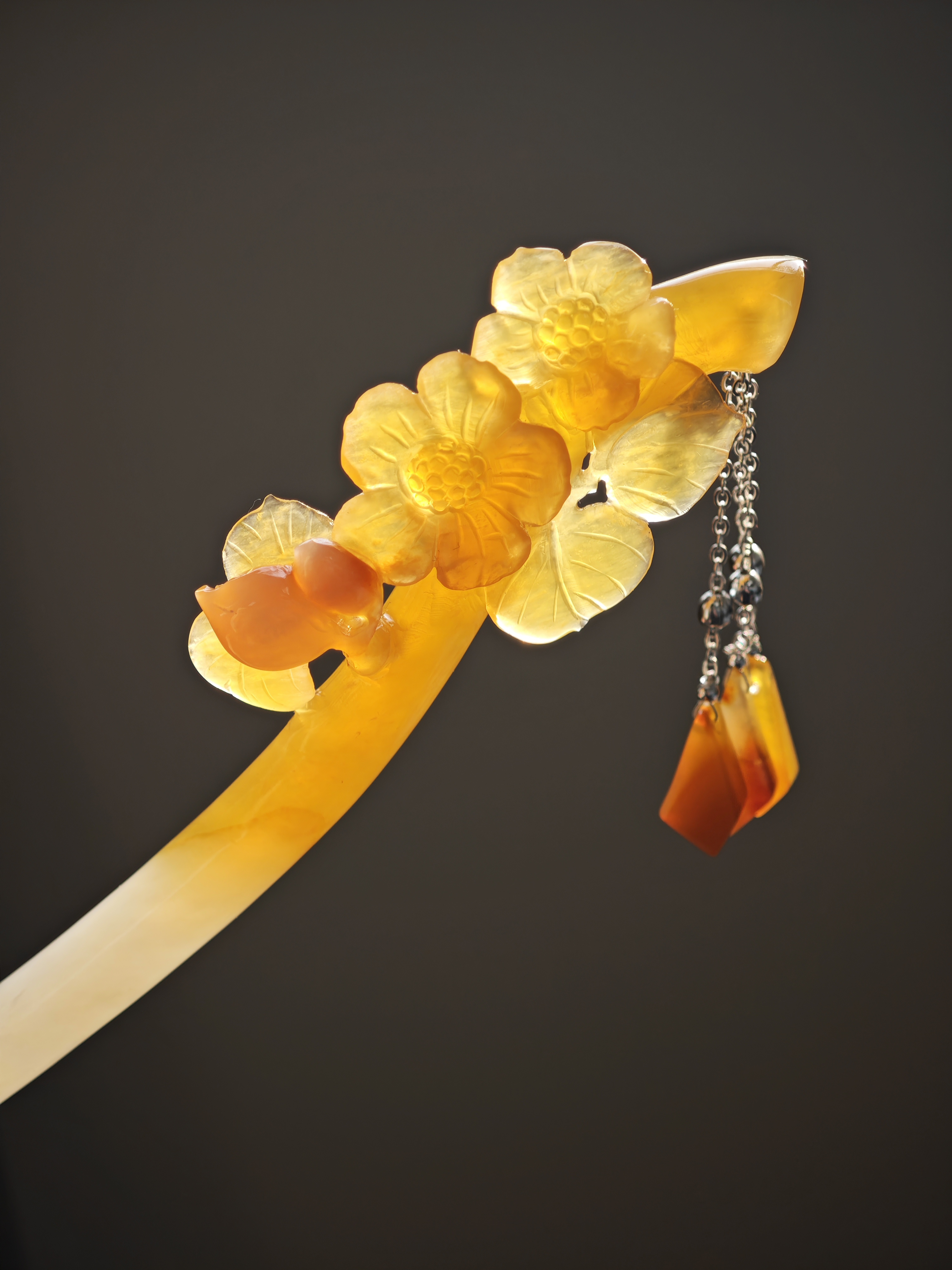 Golden Blossom & Spring Bud Jade Hairpin