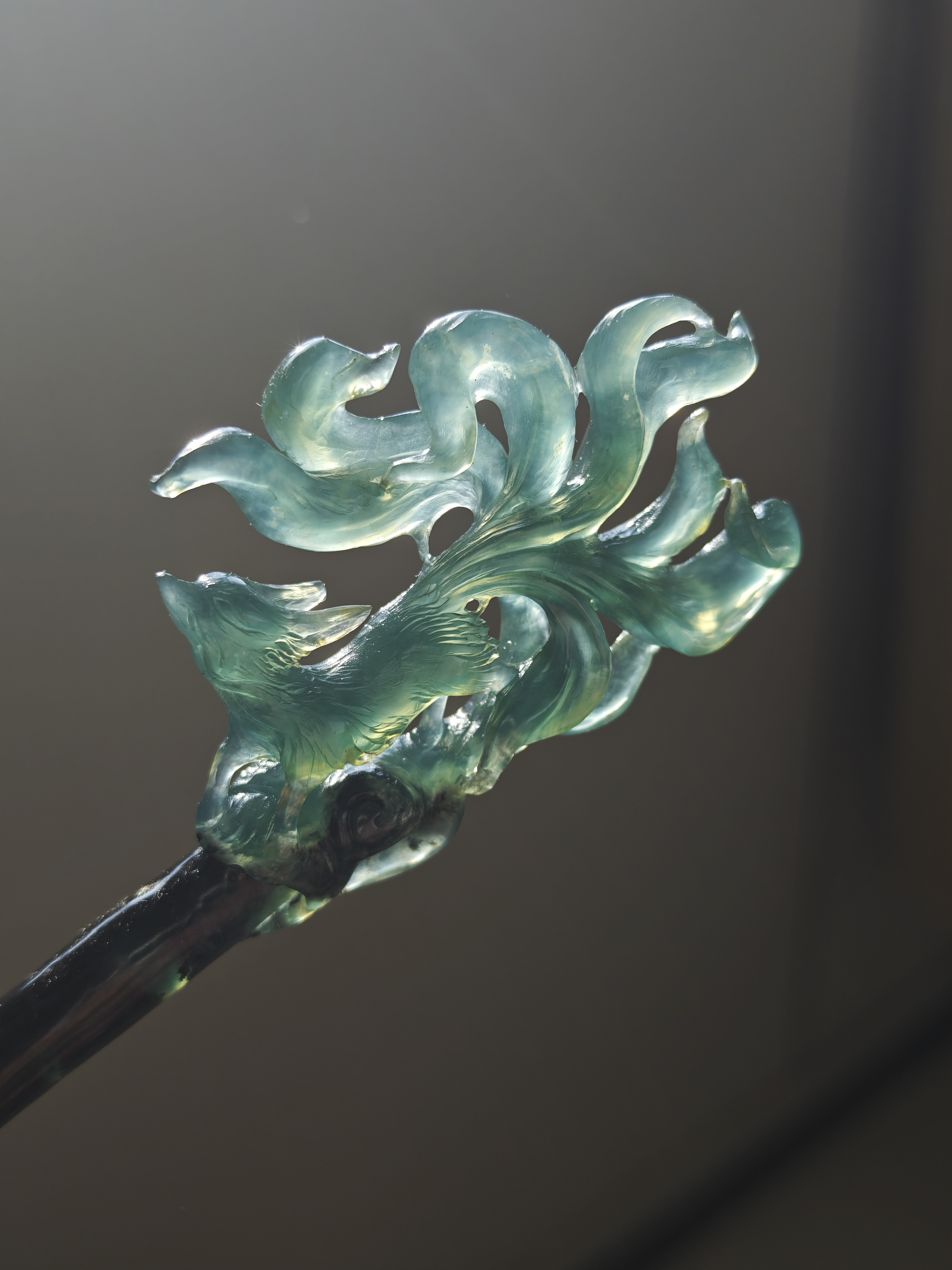 Azure Nine-Tailed Fox with Flowing Tails