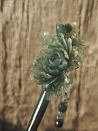 Dark Verdant Peony Jade Hairpin