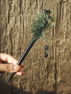 Dark Verdant Peony Jade Hairpin