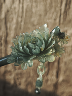 Dark Verdant Peony Jade Hairpin