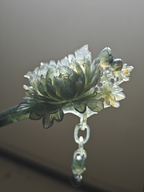 Dark Verdant Peony Jade Hairpin