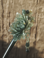 Dark Verdant Peony Jade Hairpin