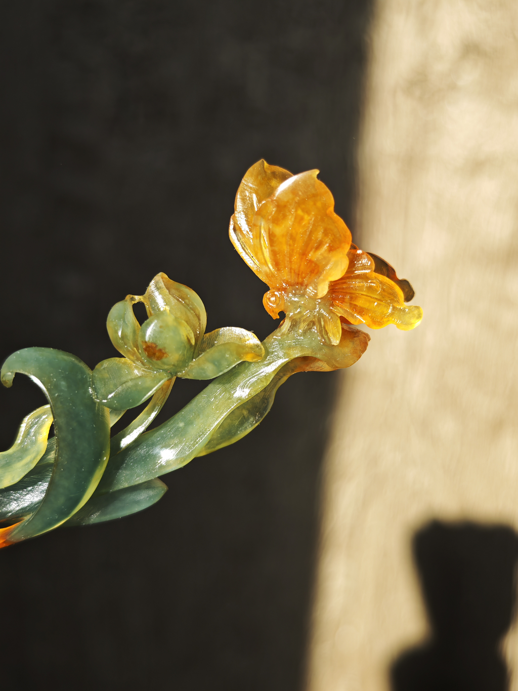 Golden Butterfly Dancing on Orchid