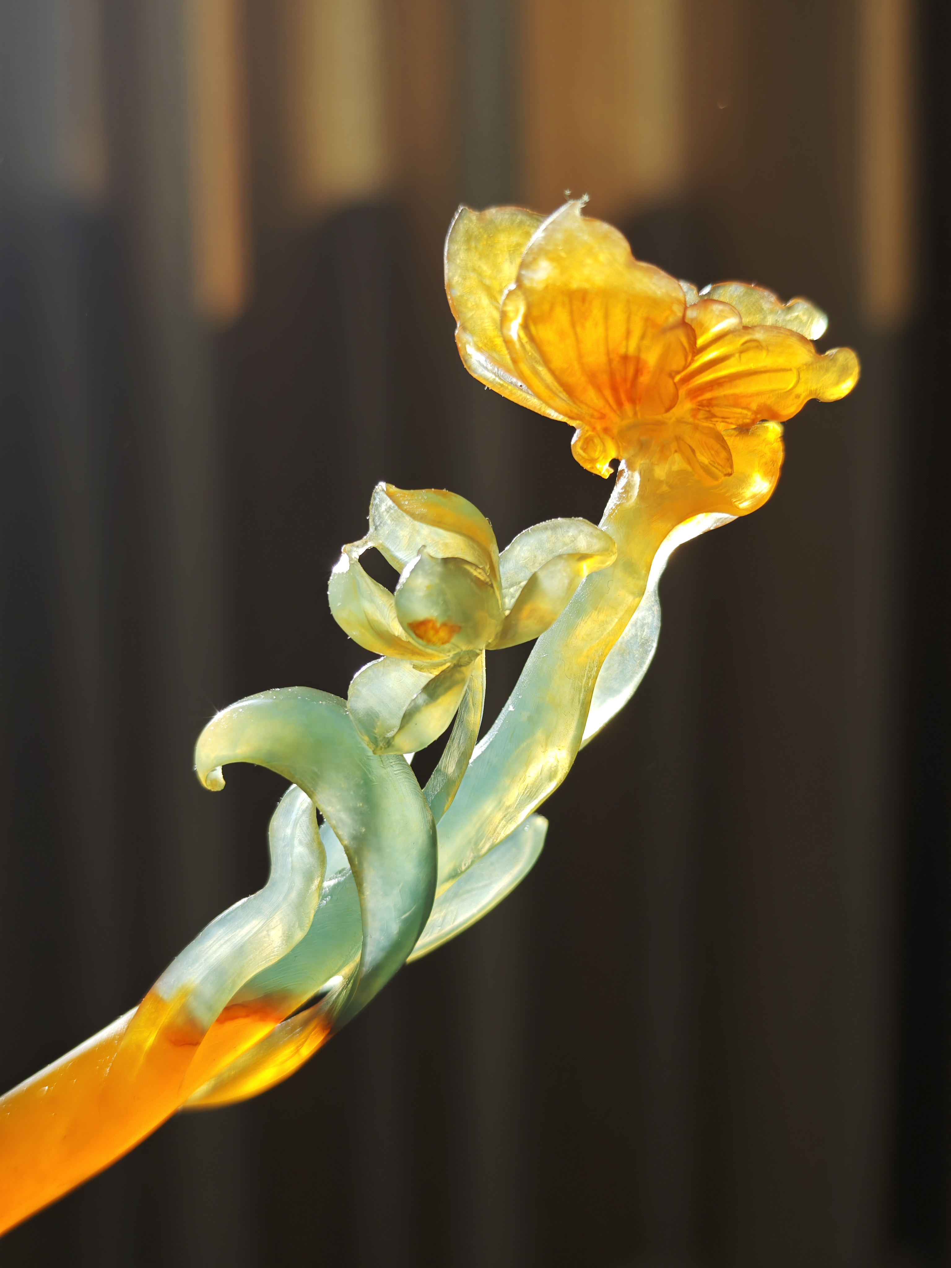Golden Butterfly Dancing on Orchid