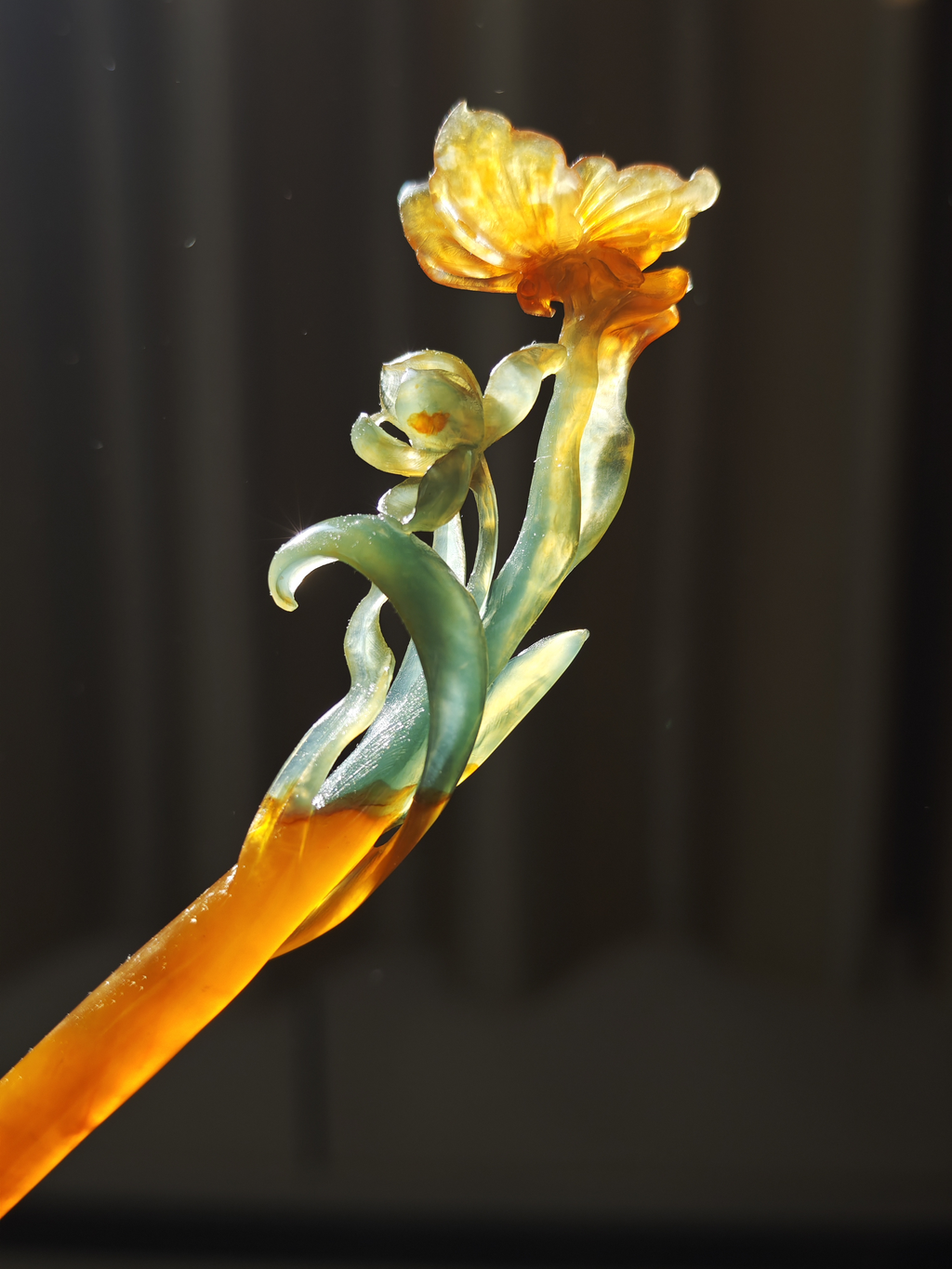 Golden Butterfly Dancing on Orchid
