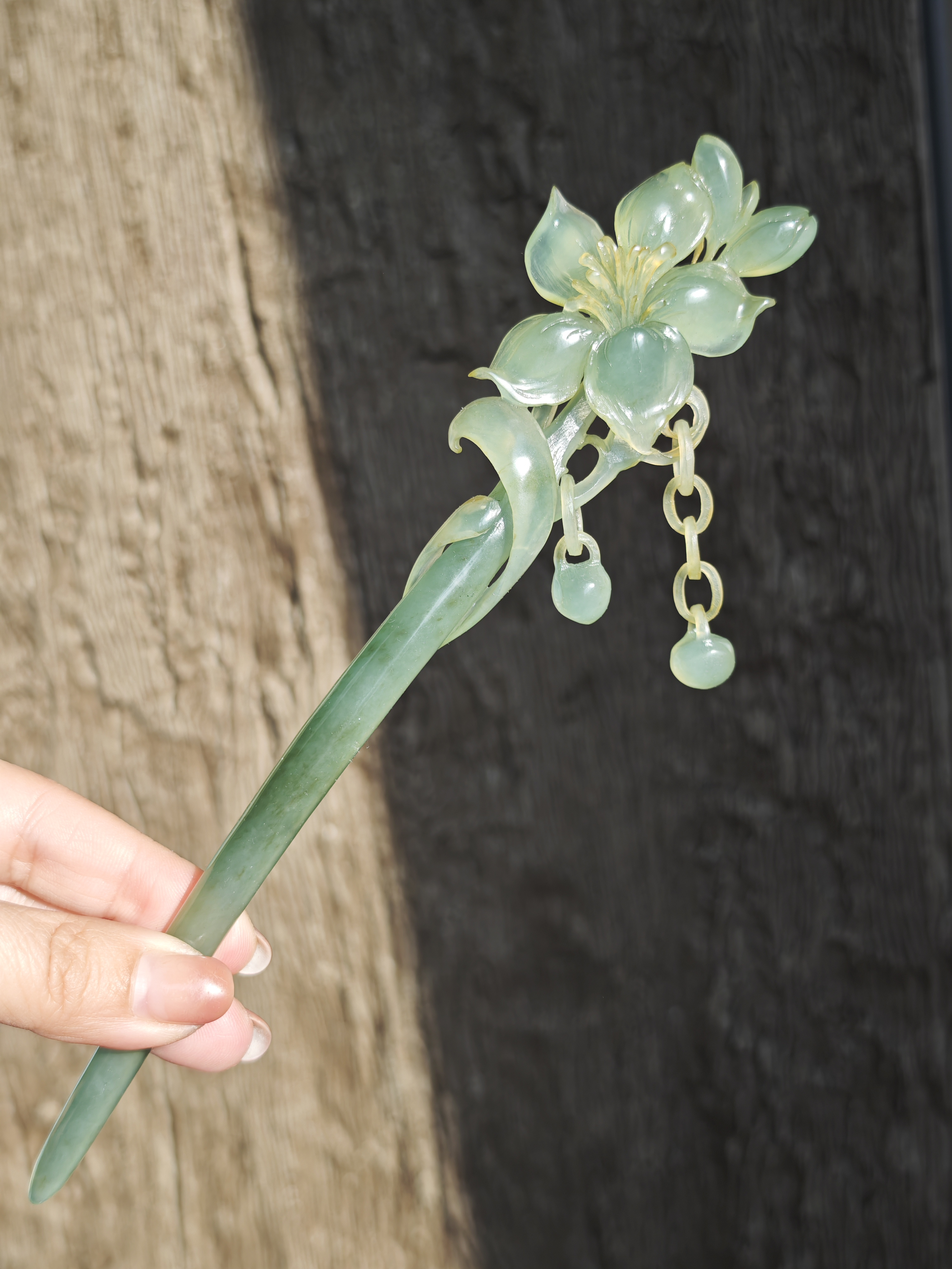 Verdant Lily Dew Jade Hairpin