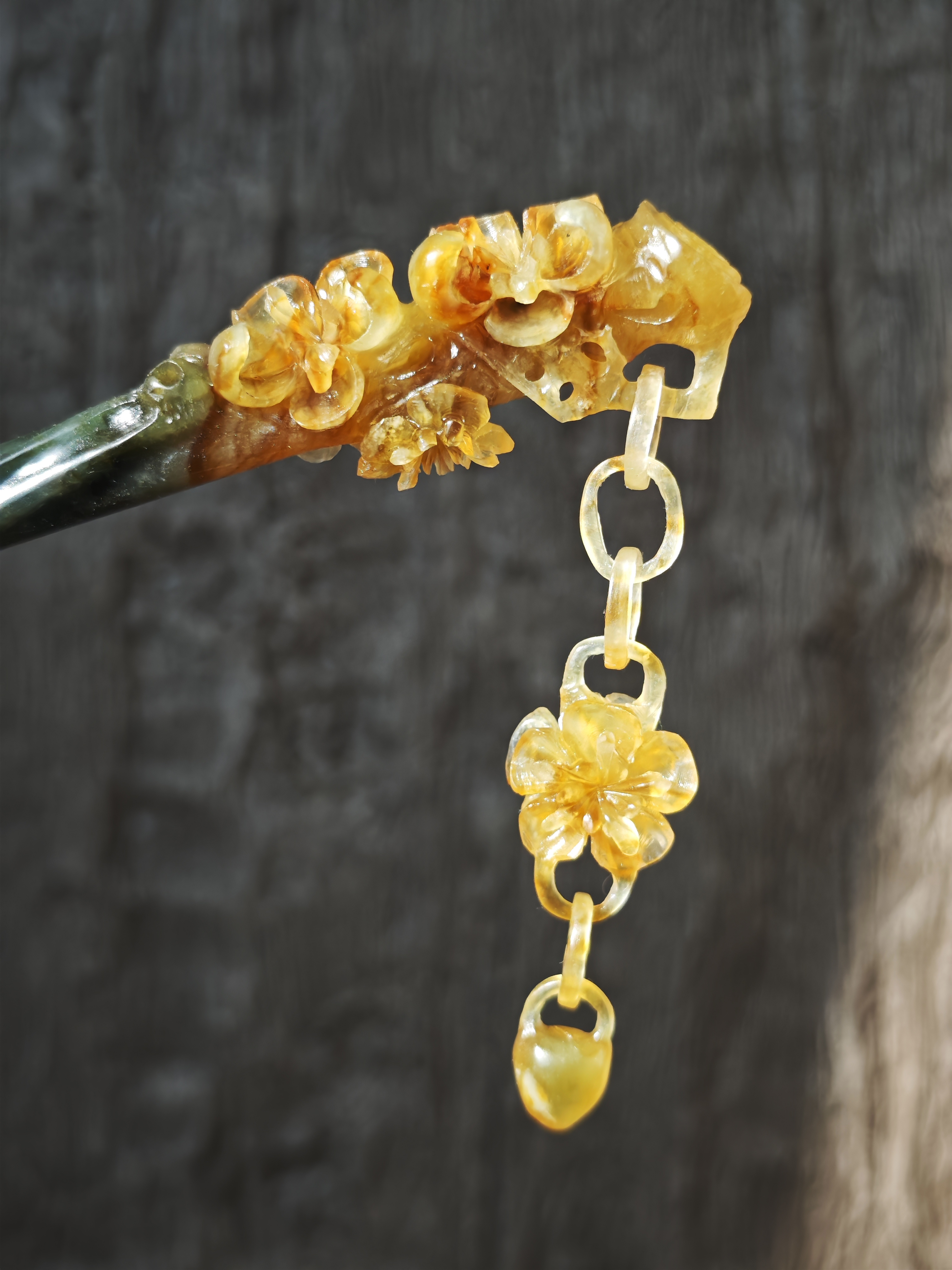 Golden Plum with Dangling Bloom
