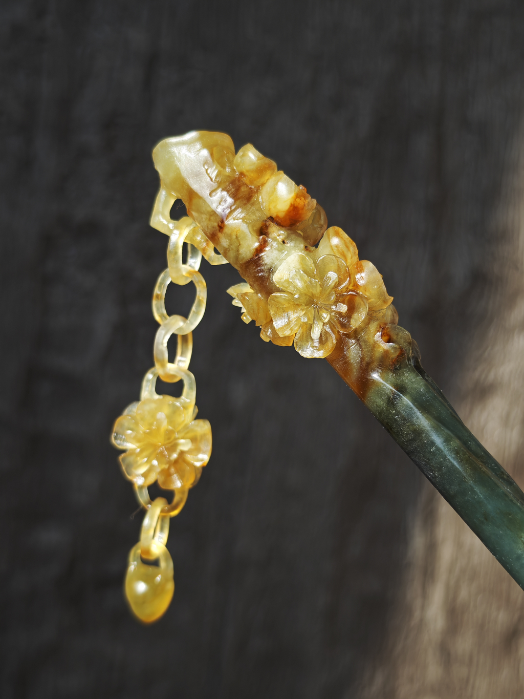 Golden Plum with Dangling Bloom