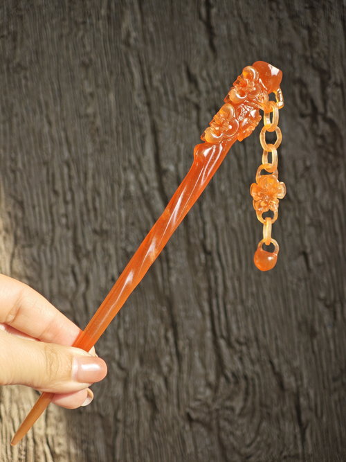 Crimson Plum with Dangling Blossom