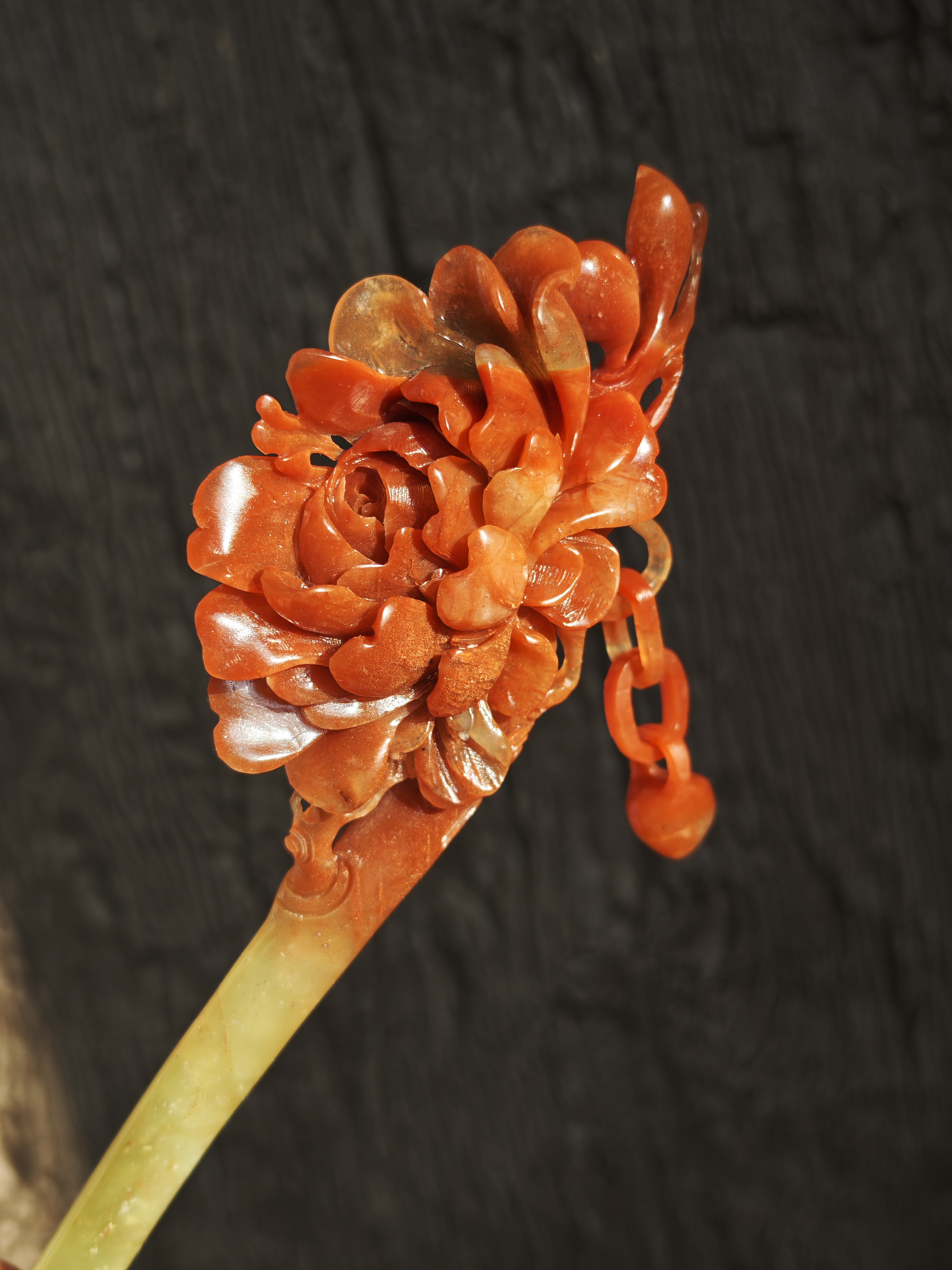 Scarlet Peony Jade Hairpin