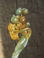 Emerald & Amber Bud Cluster Jade Hairpin