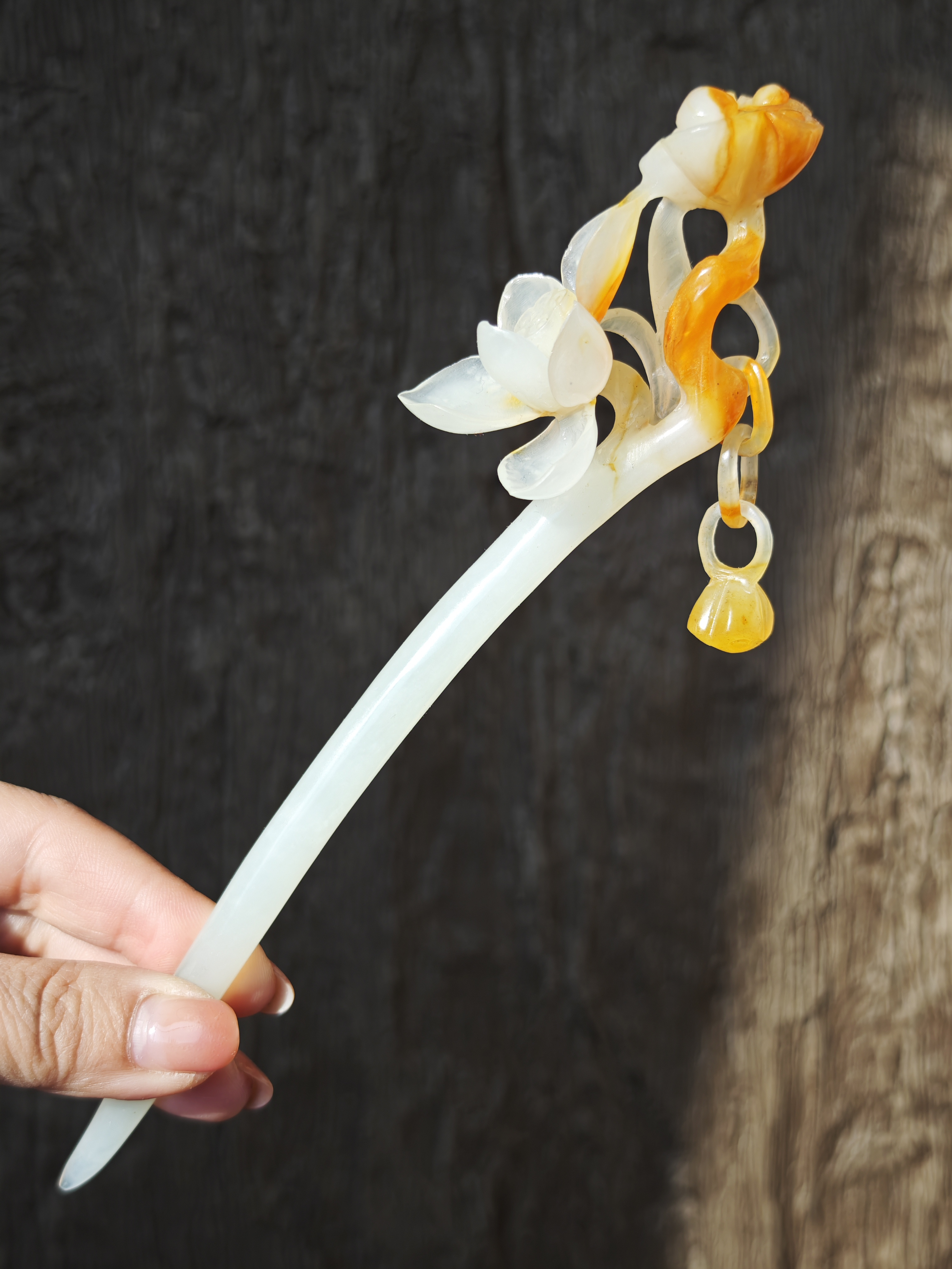 Jade Lotus with Dewdrop Hairpin