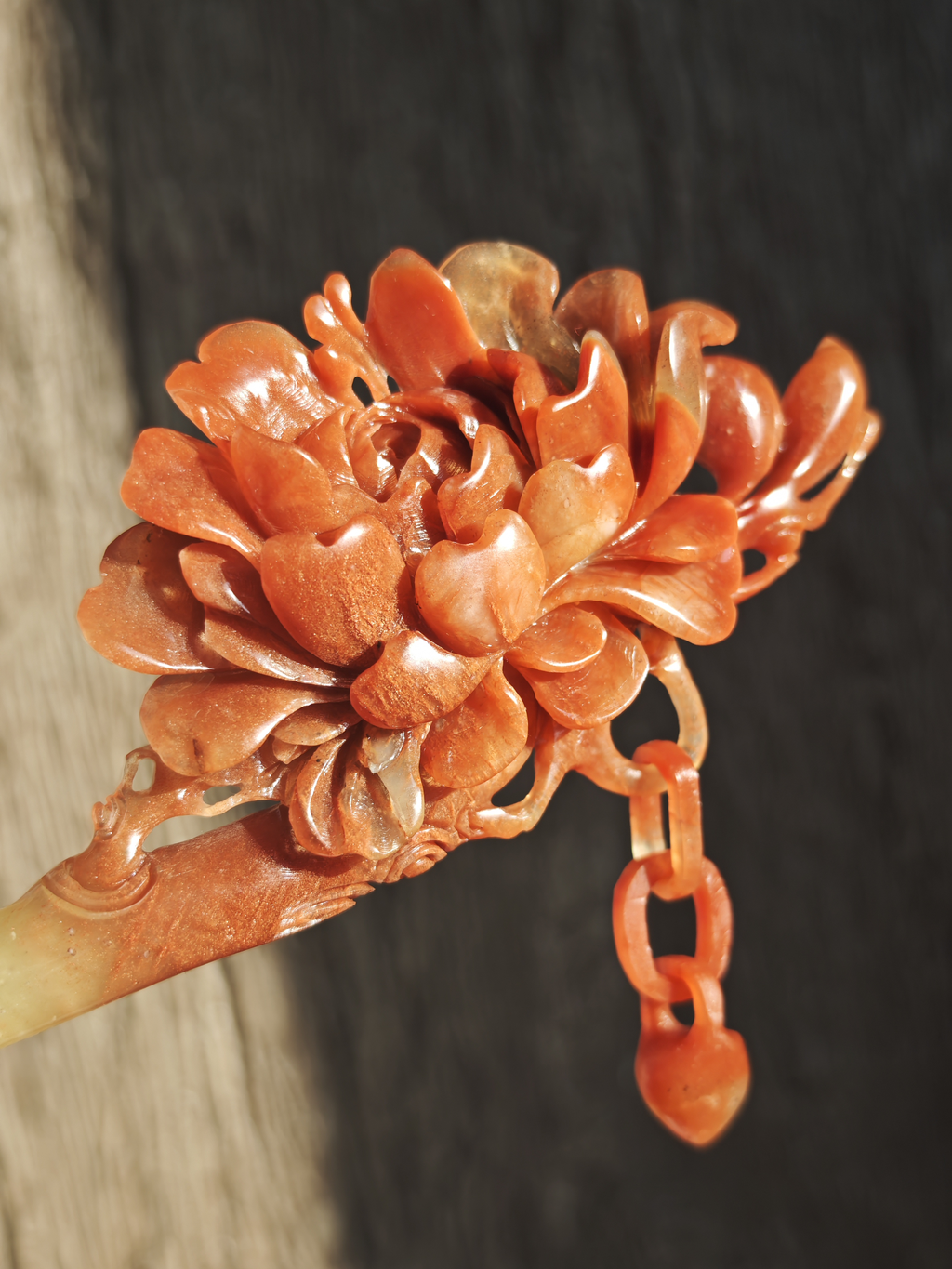 Scarlet Peony Jade Hairpin