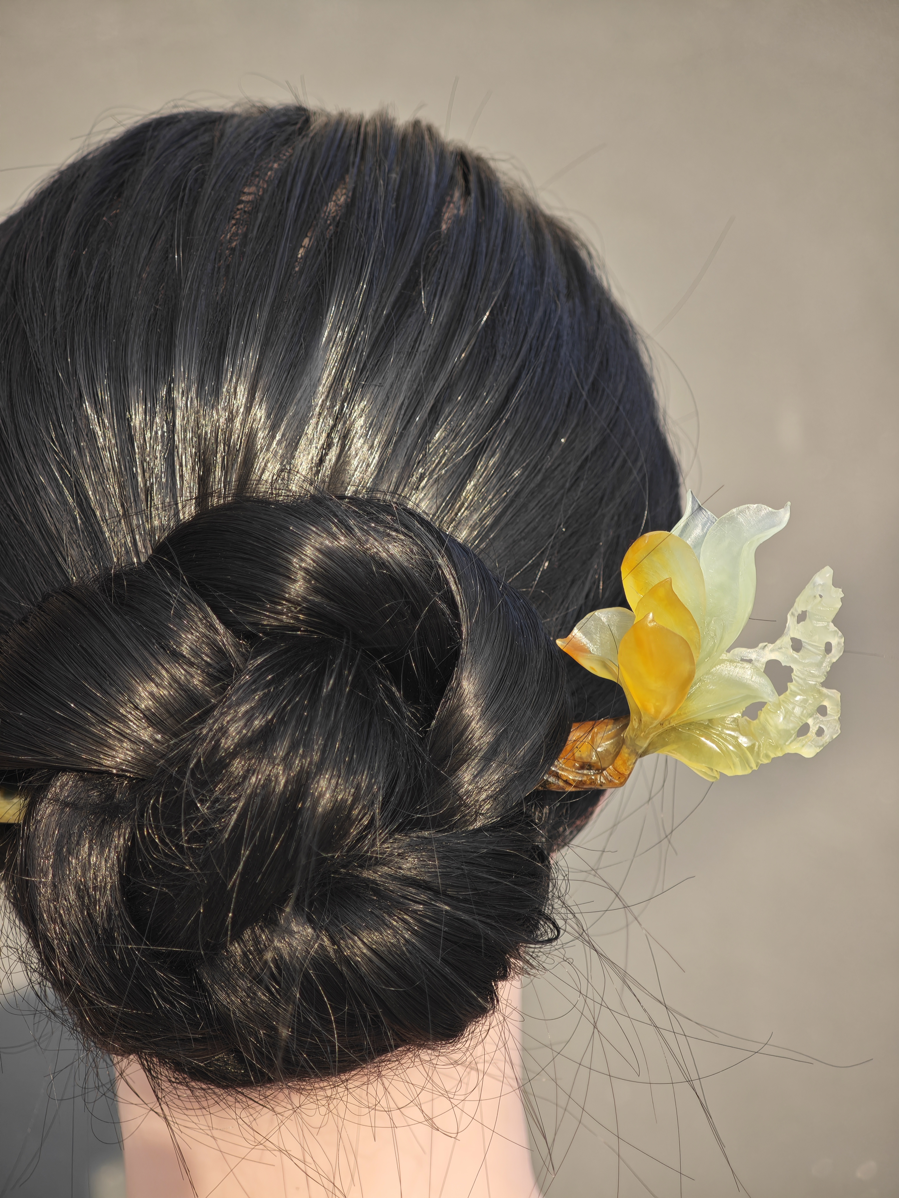 Jade Magnolia & Butterfly Hairpin