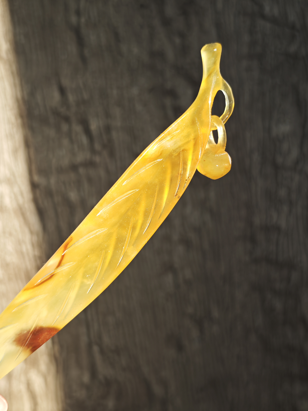 Golden Leaf Luminous Jade Hairpin