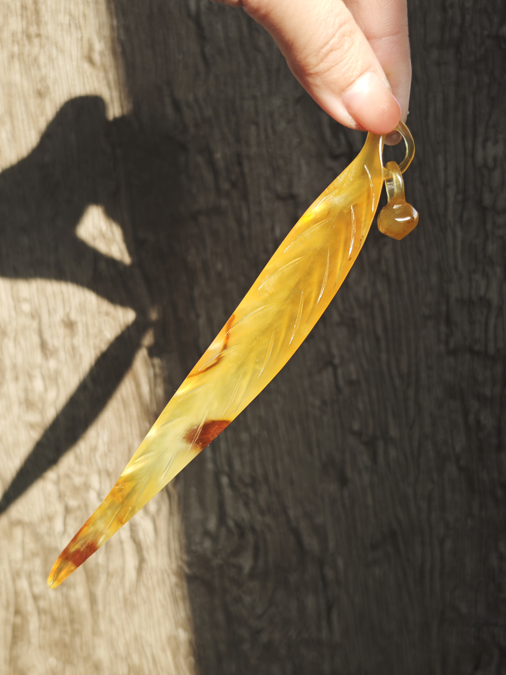Golden Leaf Luminous Jade Hairpin