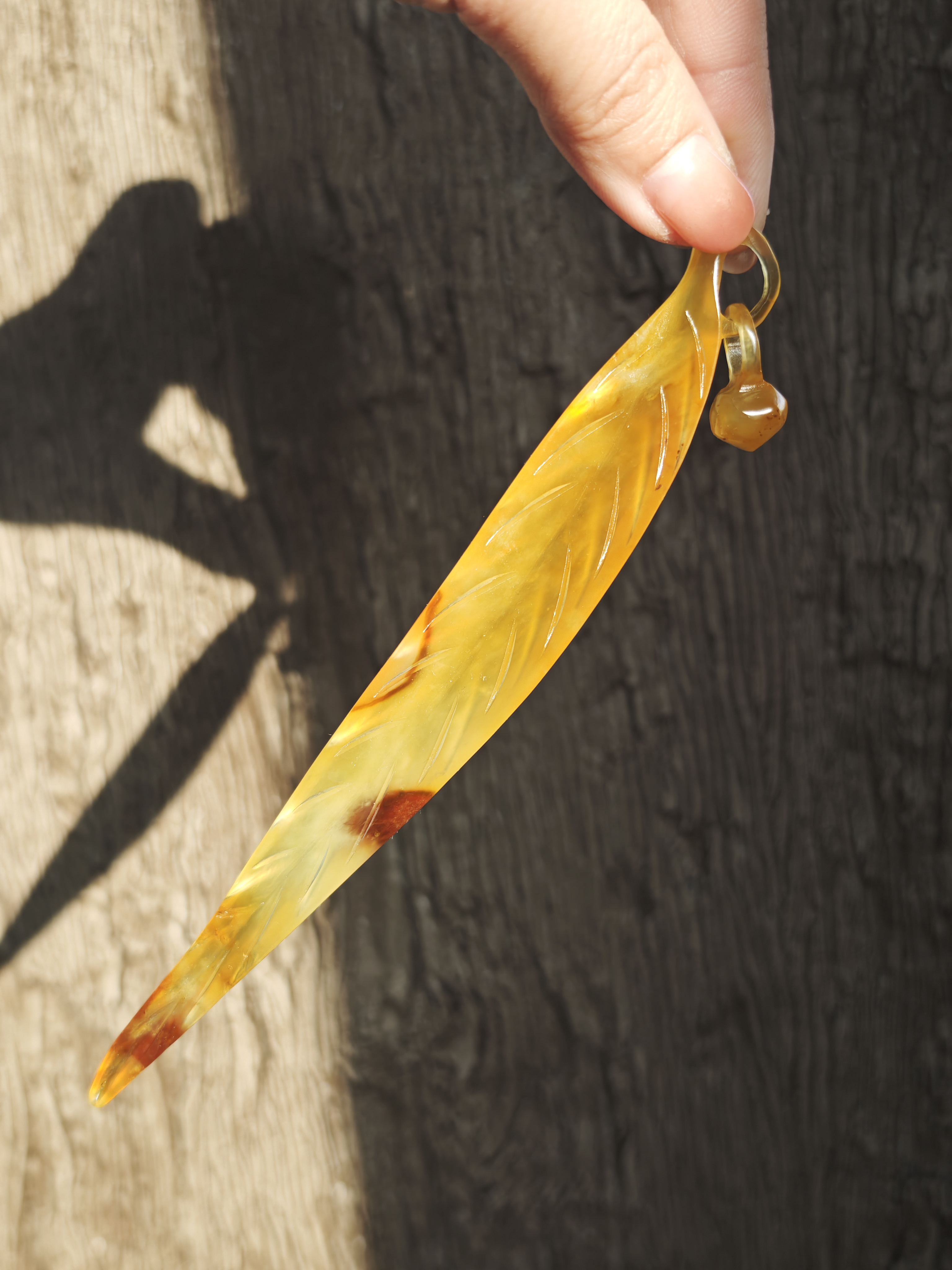 Golden Leaf Luminous Jade Hairpin
