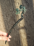 Jade Branch with Clustered Peaches Hairpin