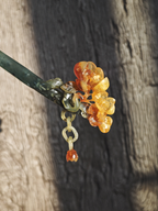 Crimson Blossom on Jade Branch Hairpin