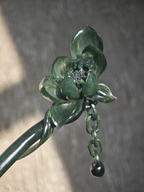 Deep Emerald Jade Lotus Hairpin
