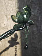 Deep Emerald Jade Lotus Hairpin
