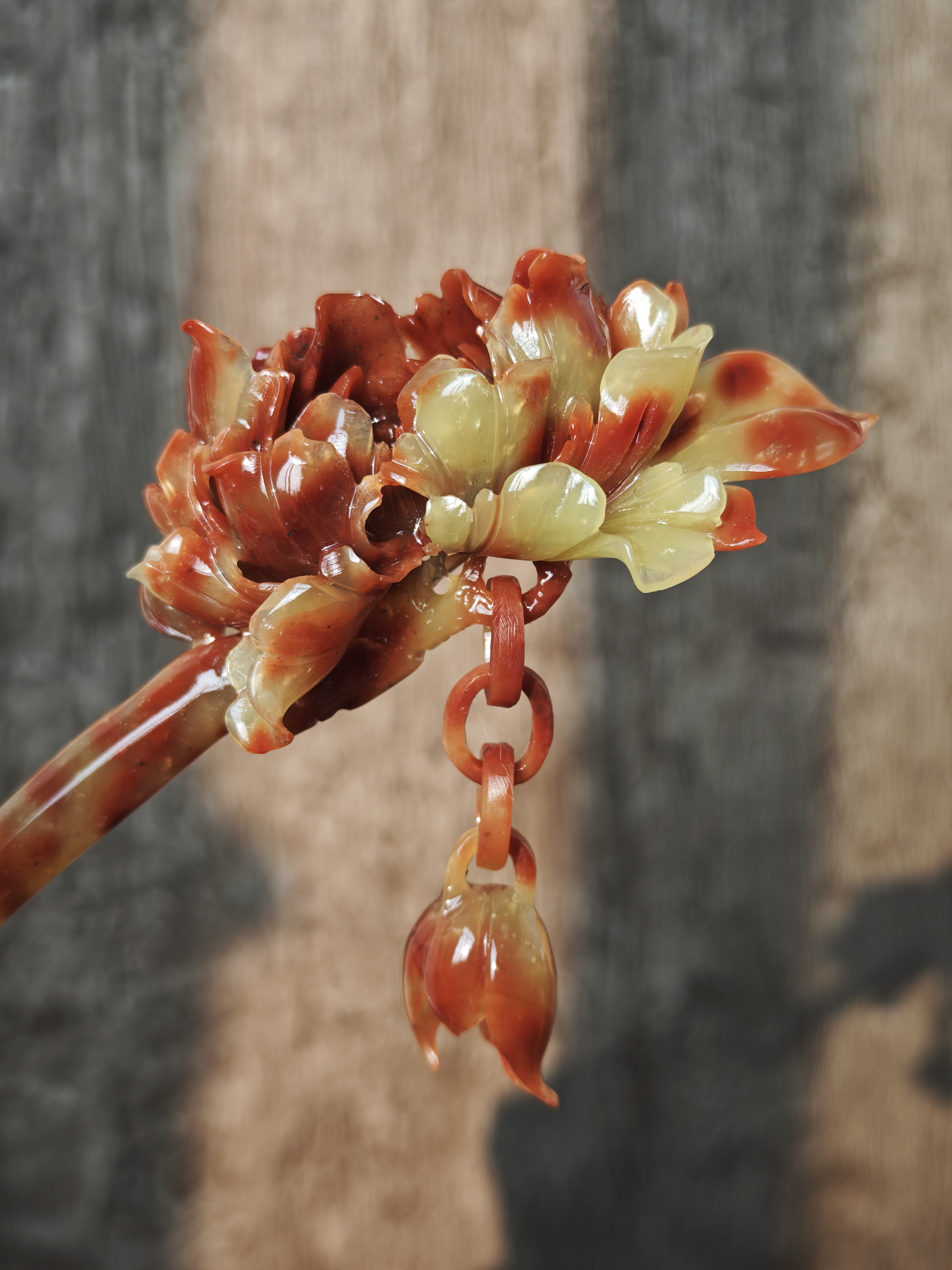 Crimson Blossom Jasper Hairpin