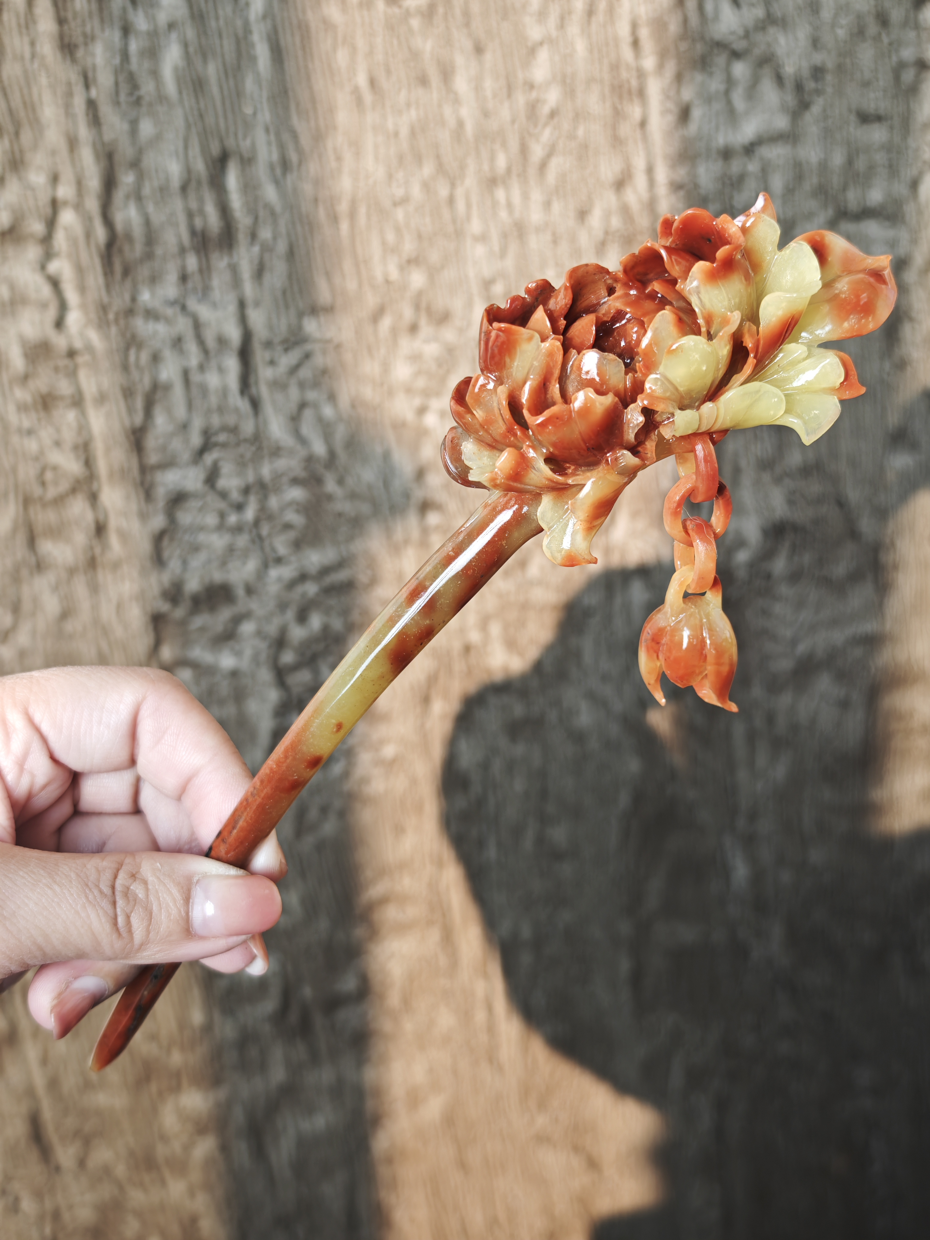 Crimson Blossom Jasper Hairpin