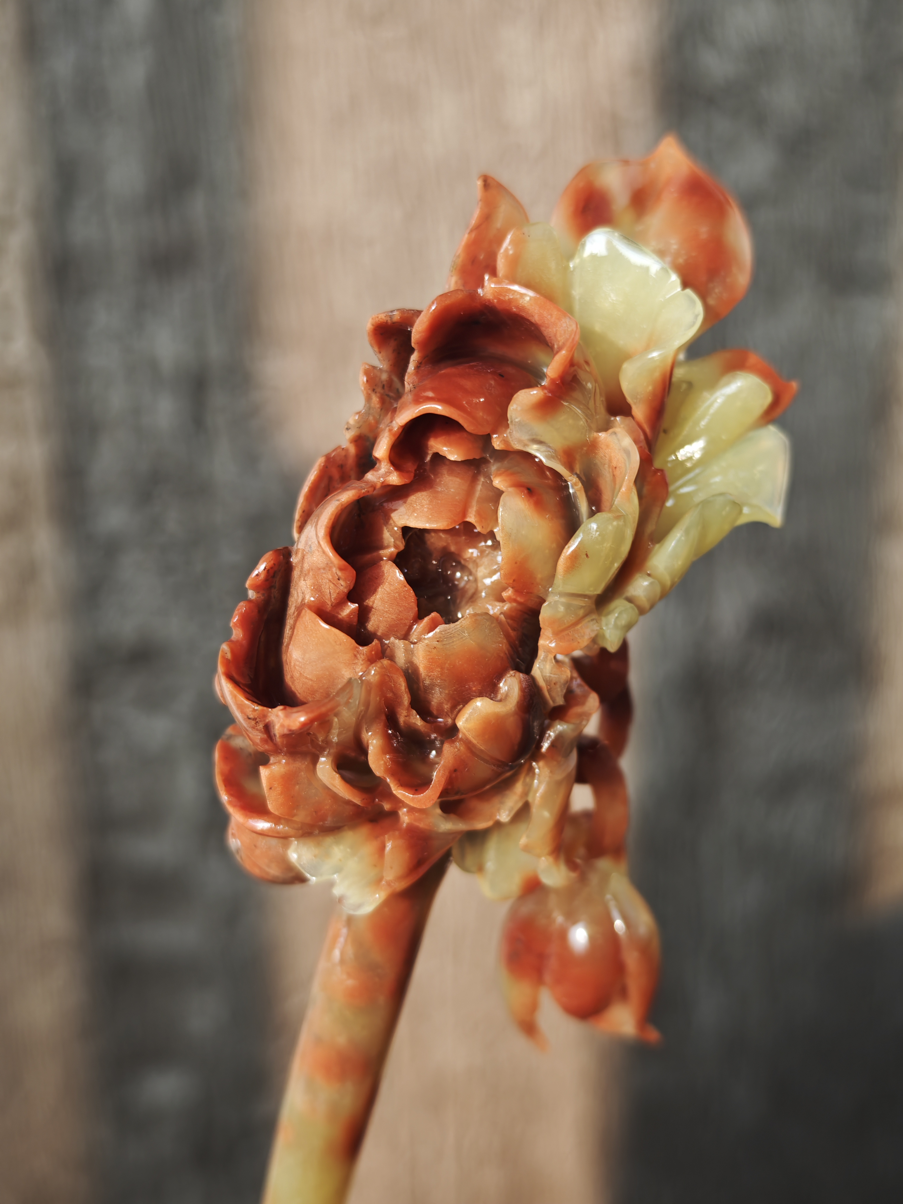 Crimson Blossom Jasper Hairpin