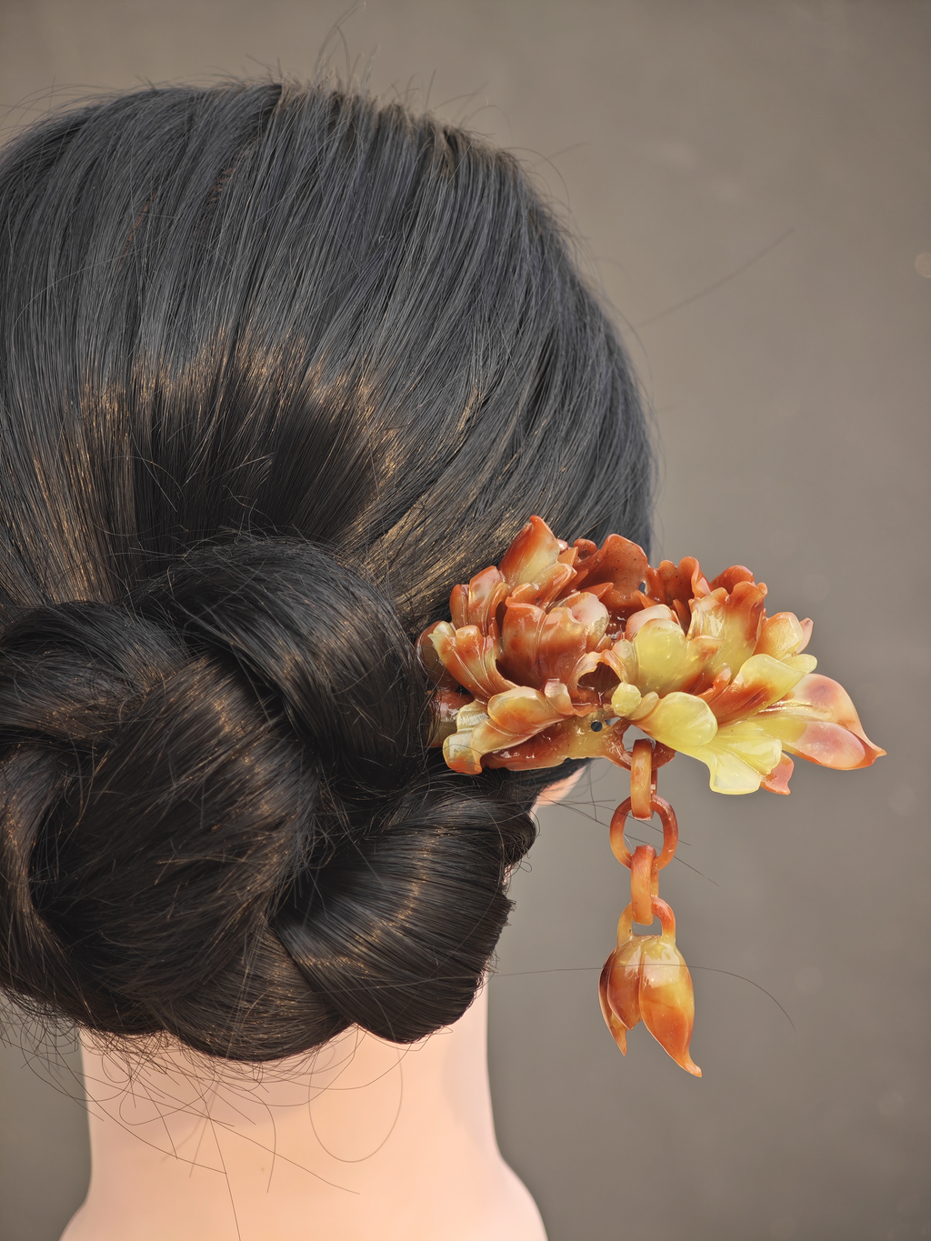 Crimson Blossom Jasper Hairpin
