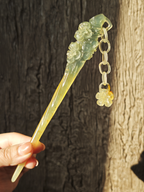 Lustrous Azure-Yellow Plum Jade Hairpin