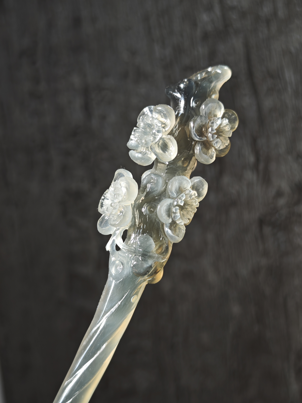 Smoky Plum Branch Jade Hairpin
