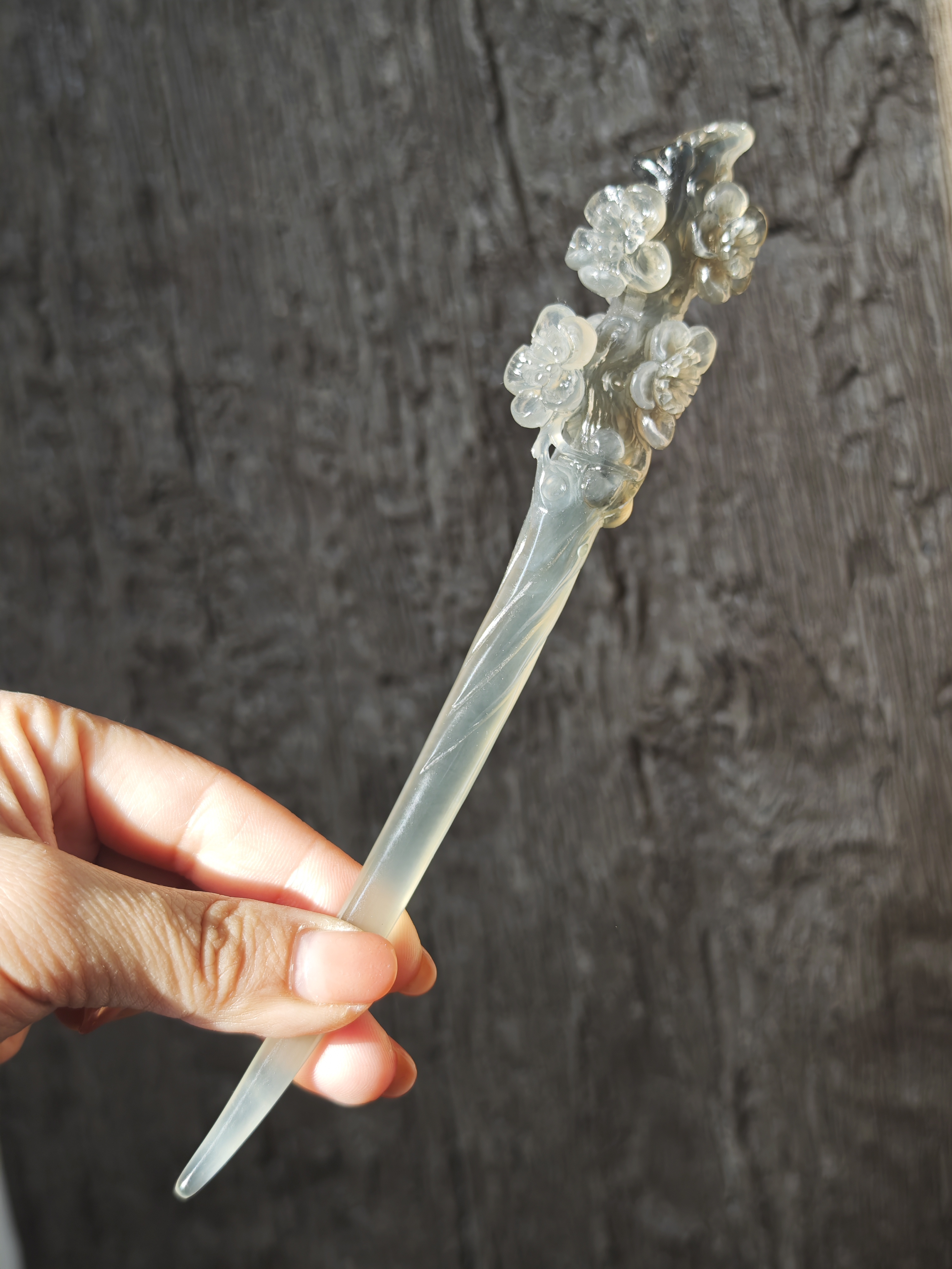 Smoky Plum Branch Jade Hairpin
