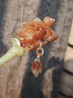 Crimson Peony Dew Jasper Hairpin