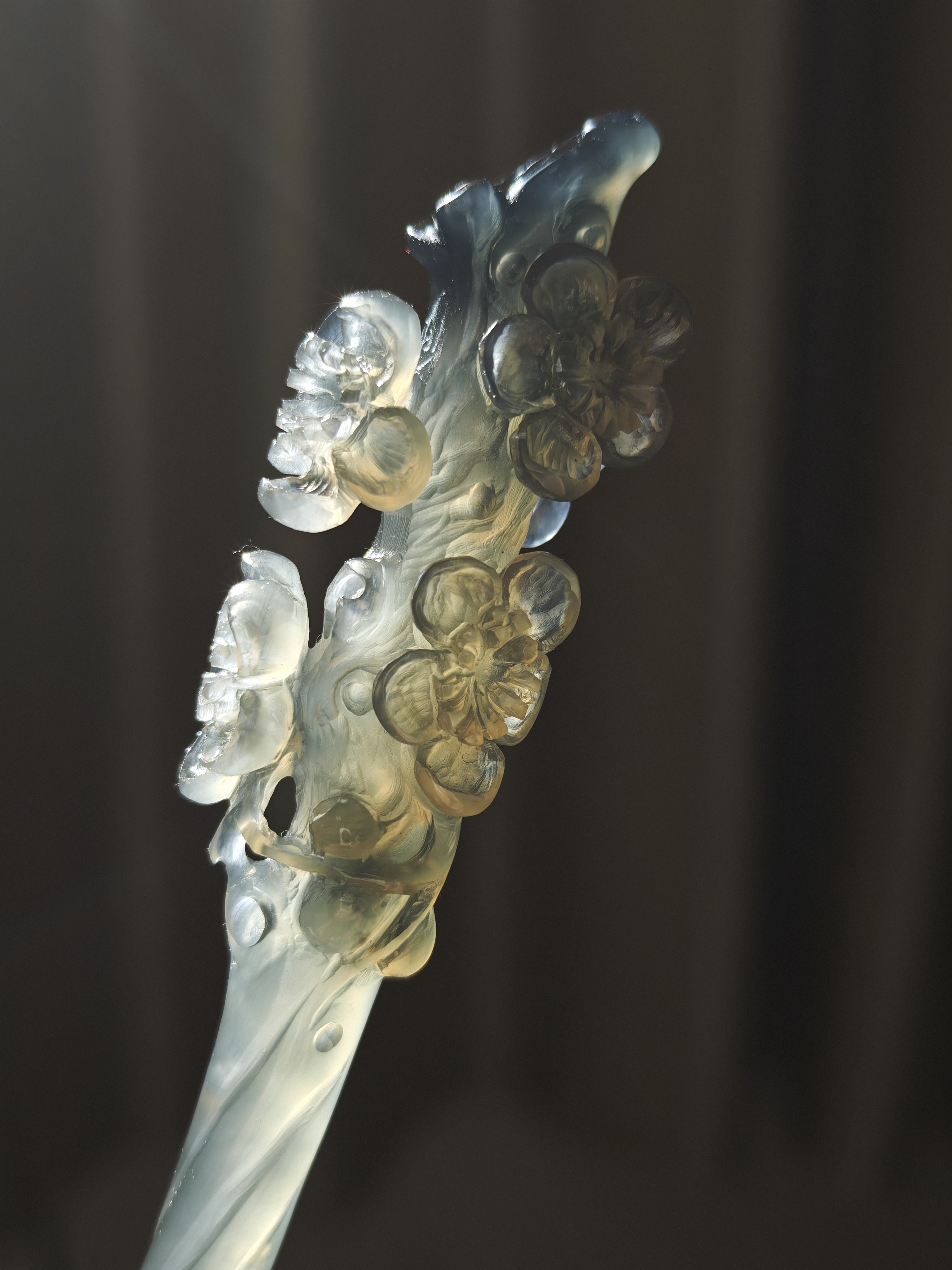 Smoky Plum Branch Jade Hairpin
