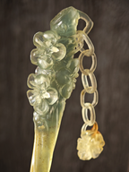 Lustrous Azure-Yellow Plum Jade Hairpin