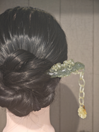 Lustrous Azure-Yellow Plum Jade Hairpin