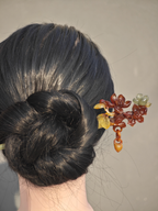 Crimson Petal Layered Jade Hairpin