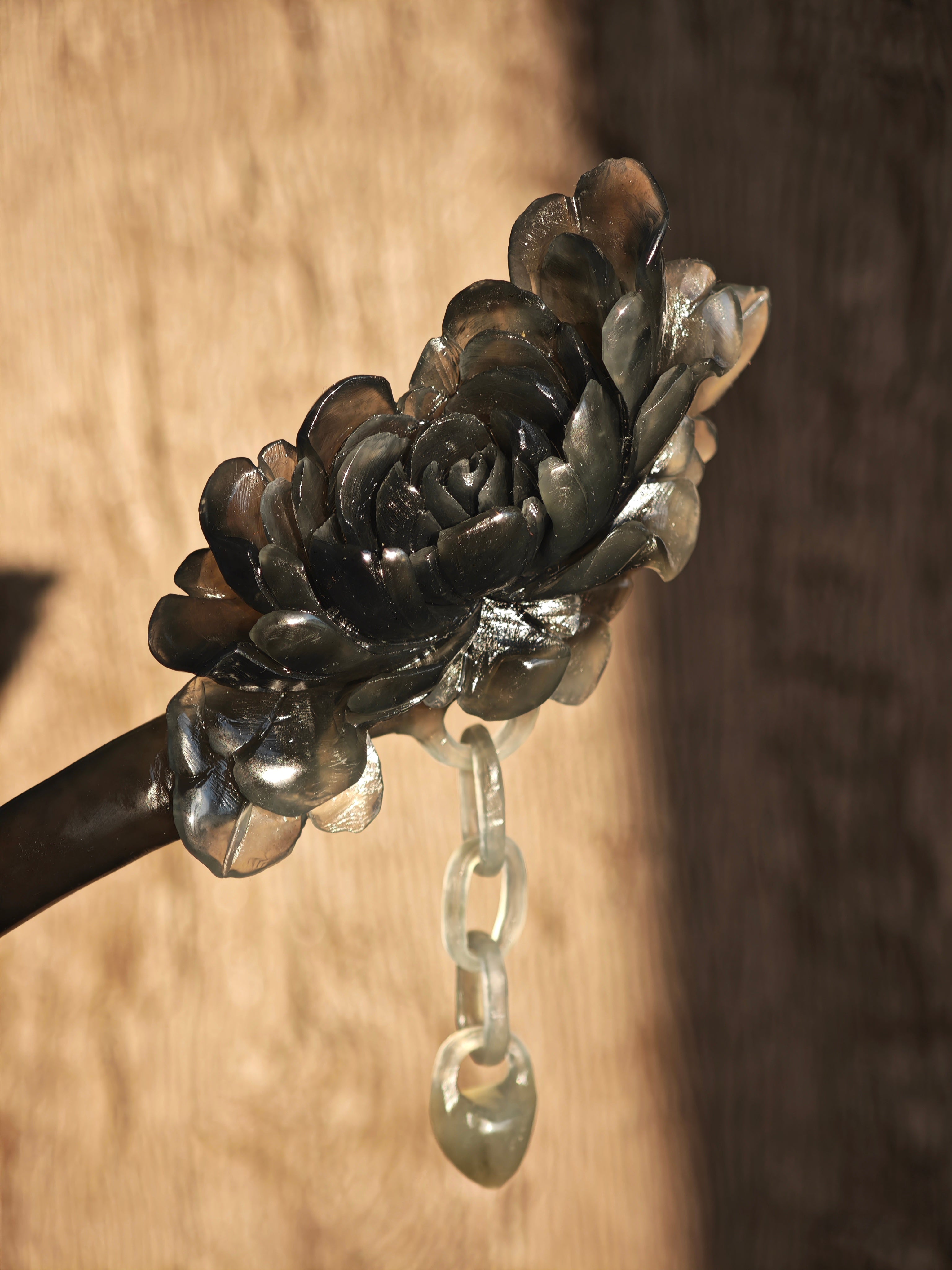 Ink Dynasty Hairpin — Where Poetic Ink Meets Blooming Splendor