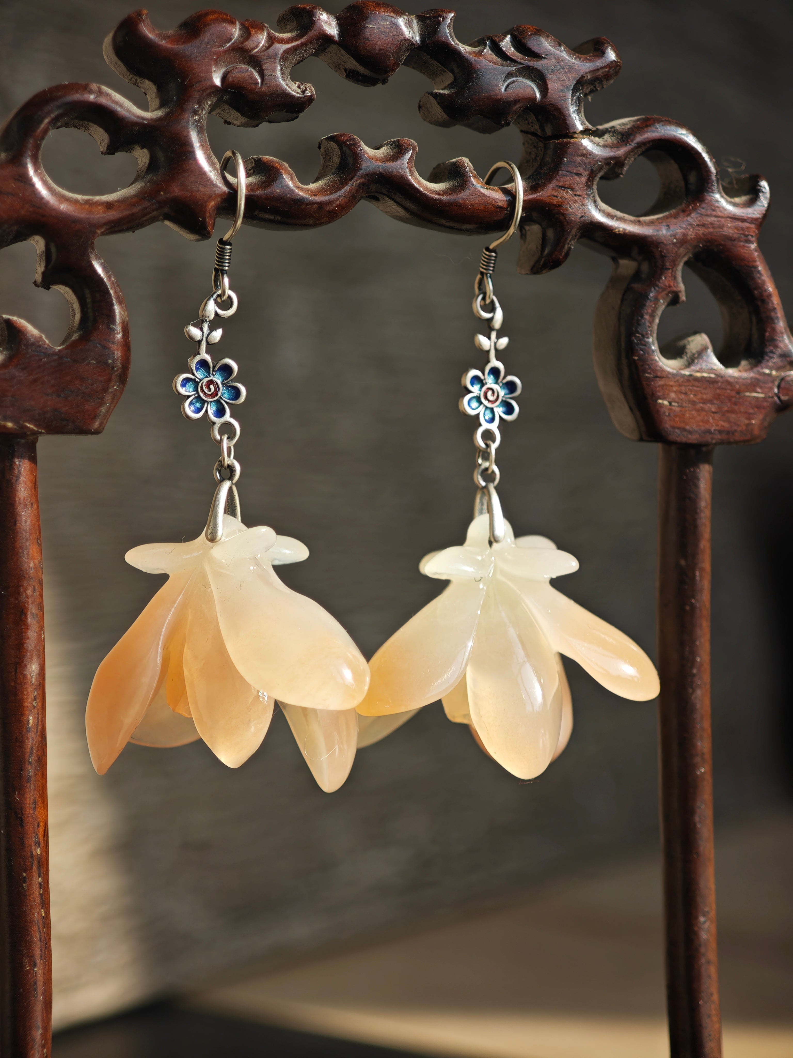 Oriental Bloom: Pink Magnolia Earrings